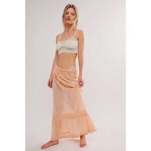 Free People Intimately Morning Call Half Slip On Peach Boho Skirt Size Small